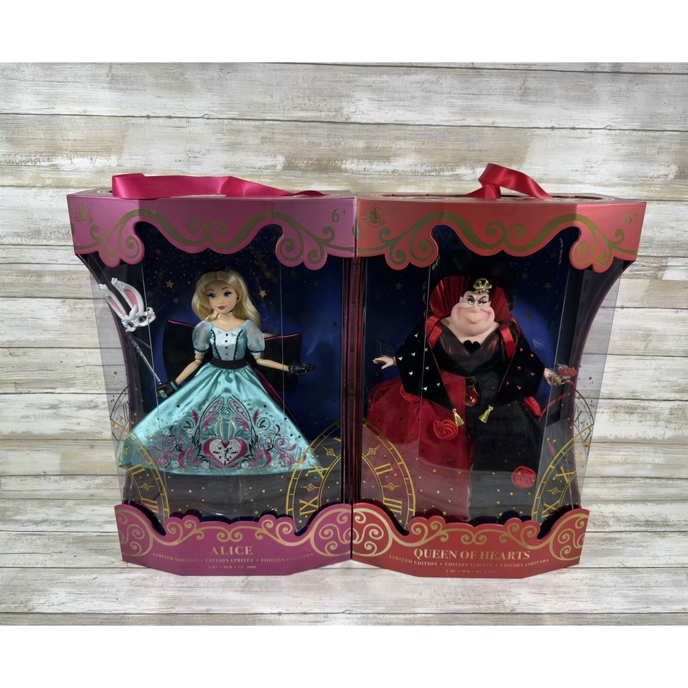 Disney Alice In Wonderland & Queen Of Hearts Midnight‎ Masquerade Dolls Bundle